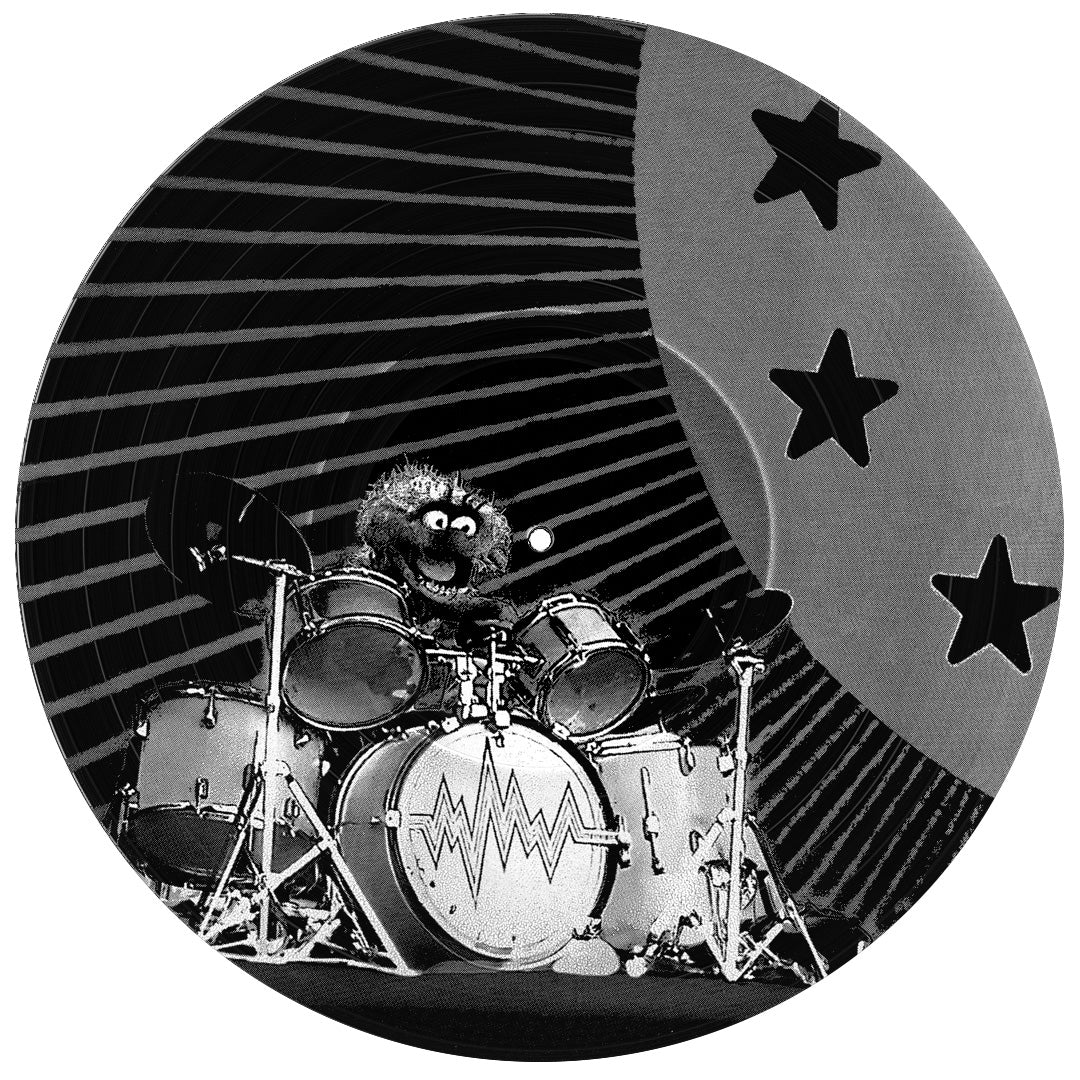 Animal Muppets Drums Vinyl Record Photo Art — Black and White Wall Art